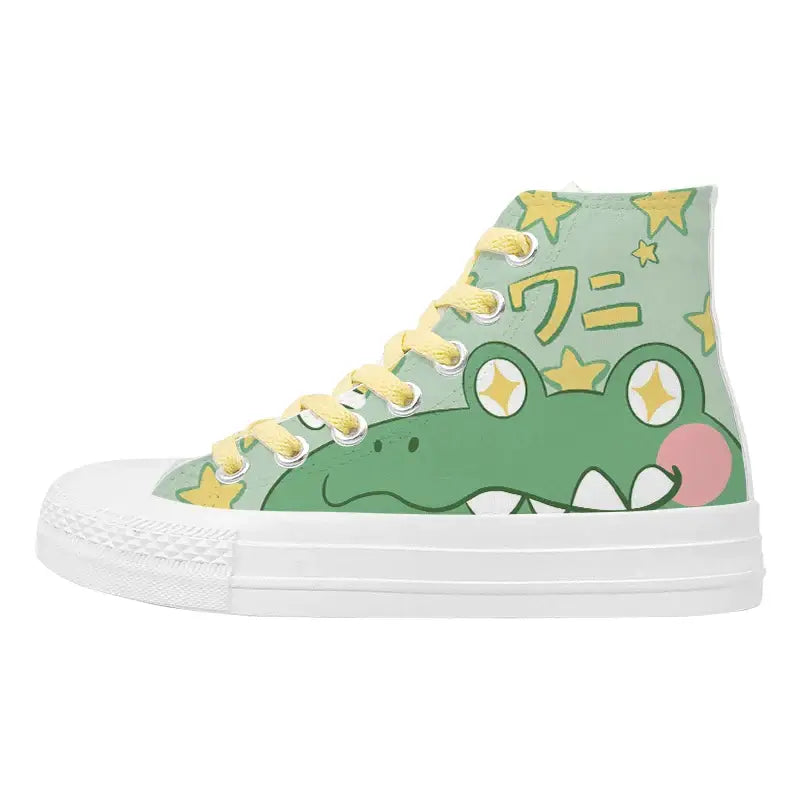 Canvas Kawaii Crocodile Anime Shoes