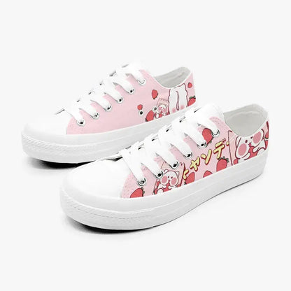 Canvas Strawberry Neko Anime Shoes