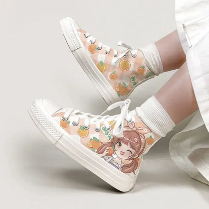 Canvas Kawaii Oranges Anime Shoes