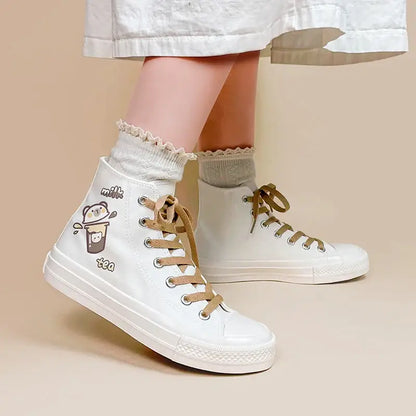 Canvas Milk Tea Kuma Anime Shoes