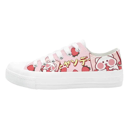 Canvas Strawberry Neko Anime Shoes