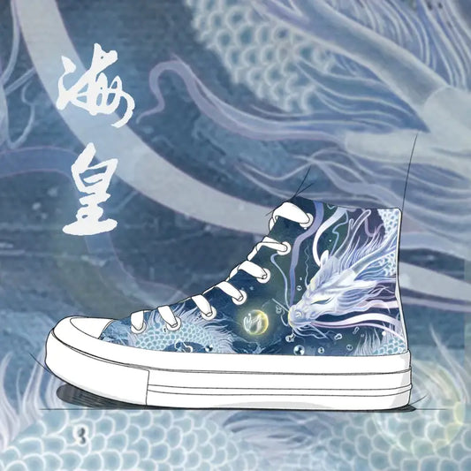 Canvas Moon Dragon Anime Shoes