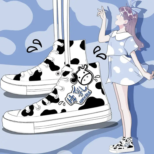 Canvas Hokkaido Cow Anime Shoes