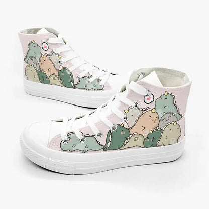 Canvas Kawaii Dinos Anime Shoes