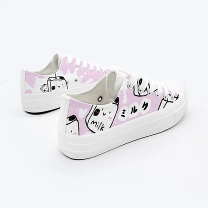 Canvas Kawaii Milk Anime Shoes