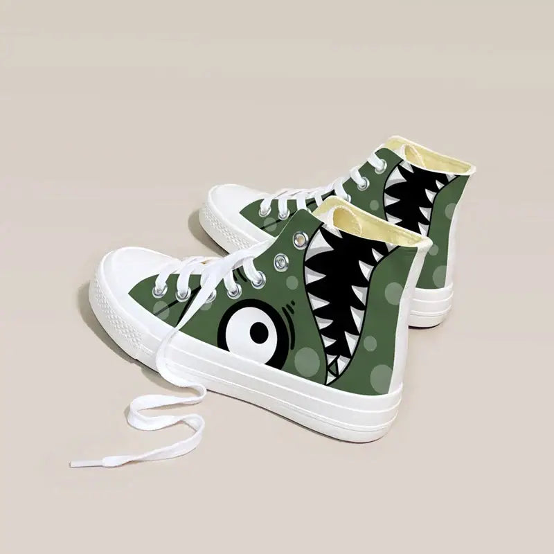 Canvas Dino Mouth Anime Shoes