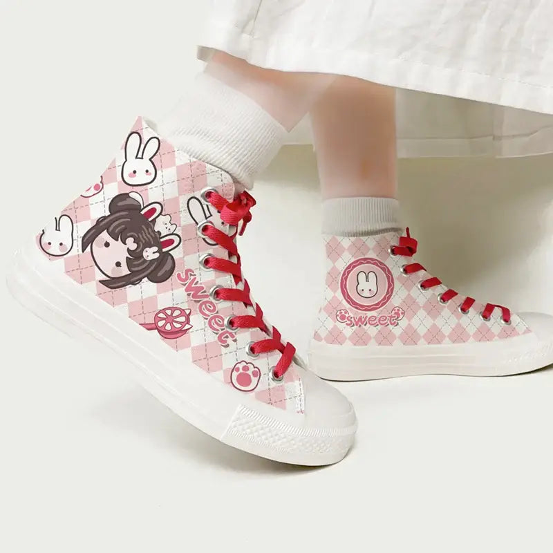 Canvas Sweet Bunnies Anime Shoes