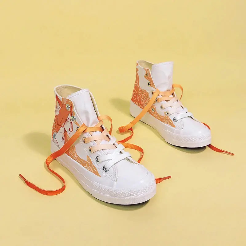 Canvas Kitsune Spirit Anime Shoes