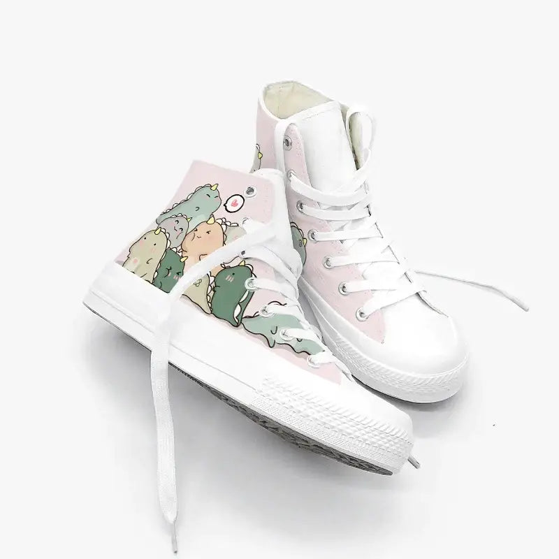 Canvas Kawaii Dinos Anime Shoes