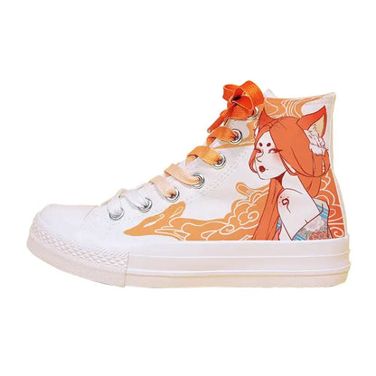 Canvas Kitsune Spirit Anime Shoes