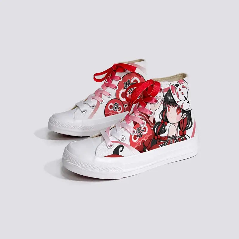 Canvas Fox Girl Anime Shoes