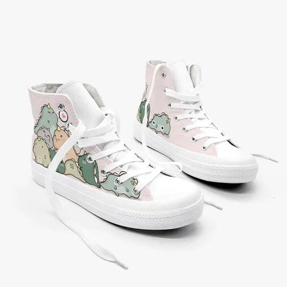 Canvas Kawaii Dinos Anime Shoes