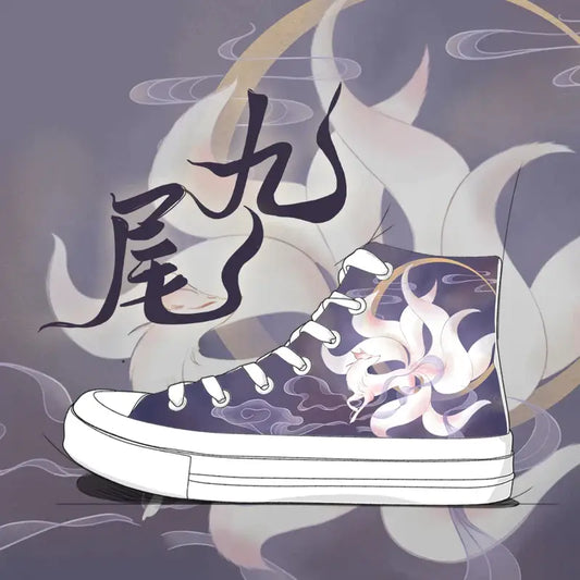 Canvas Nine Tail Fox Anime Shoes