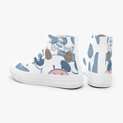 Canvas Kawaii Cow Anime Shoes