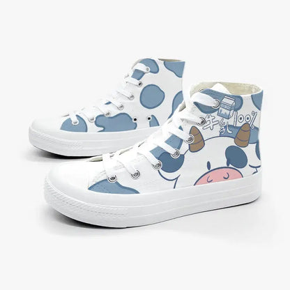 Canvas Kawaii Cow Anime Shoes