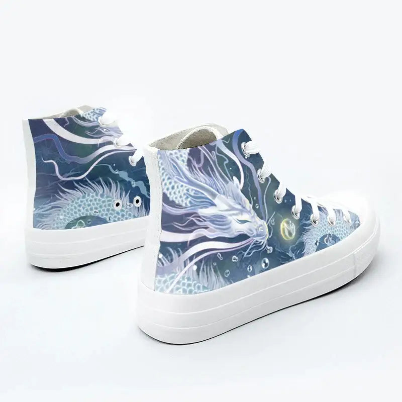 Zapatos de lona con diseño de dragón y luna