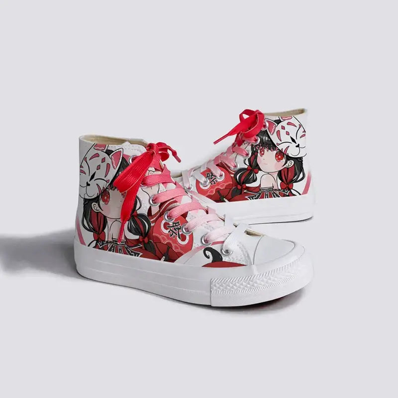 Canvas Fox Girl Anime Shoes