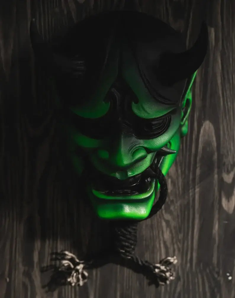 Black and Green Hannya Decor Mask