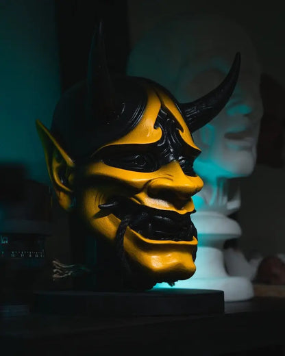 Black and Yellow Hannya Decor Mask