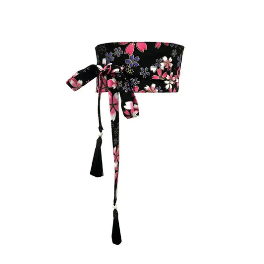 Cinturón Obi para mujer con flores en flor