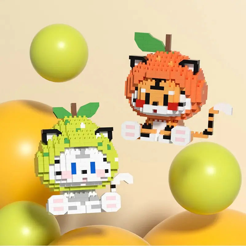 Cat and Tiger Fruit Kawaii Building Blocks