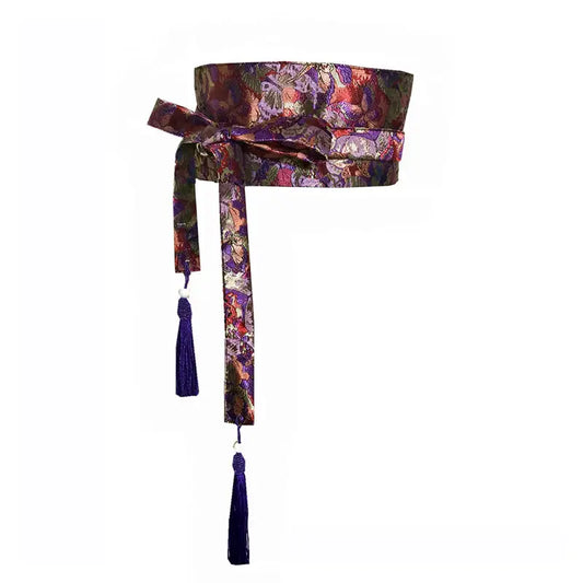 Cinturón Obi de mujer con estampado floral de mariposas