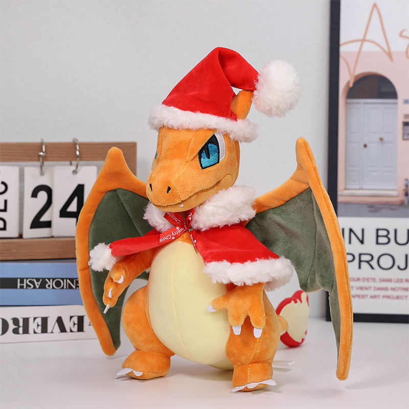 Charizard Christmas Plush front three-quarter view