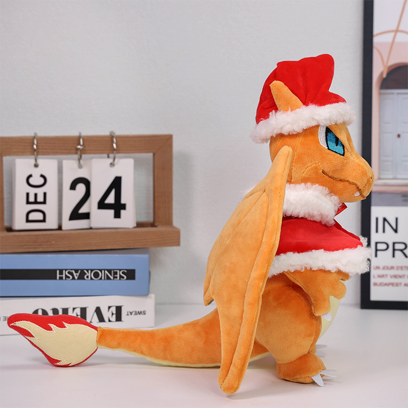 Charizard Christmas Plush side view with flame tail