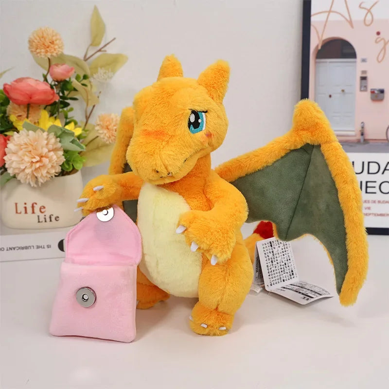 Charizard Valentine's Day Plush with open pink envelope accessory