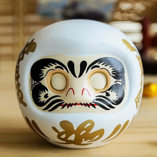 Zerodeko Japanese Traditional Zen Ceramic Daruma Doll, Symbol of Good Luck  and Encouragement, Porcelain Collectible Statue Wobbling Doll Figurine