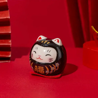 Black Daruma Cat Doll