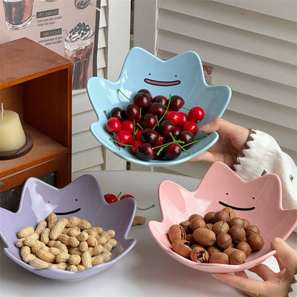Purple blue and pink Ditto Ceramic Bowls with snacks