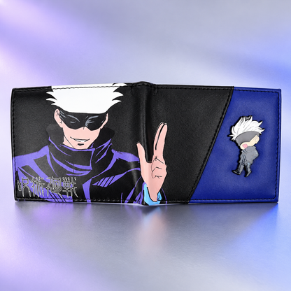 Open Gojo Anime Wallet showing character artwork across the panels