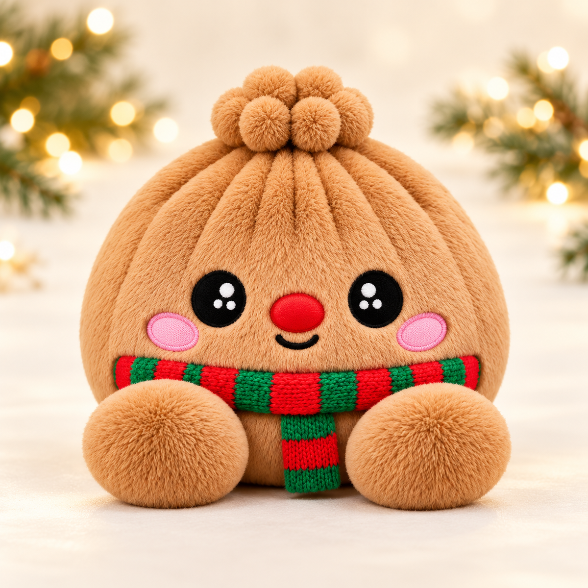 Reindeer Christmas dumpling plush, clean studio gallery photo