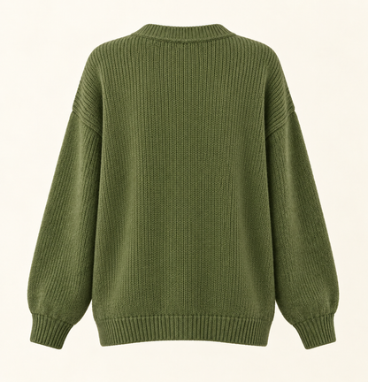 Moss green Mori Kei cardigan, back view