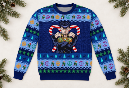 Josuke sweater arranged in a professional holiday flat lay