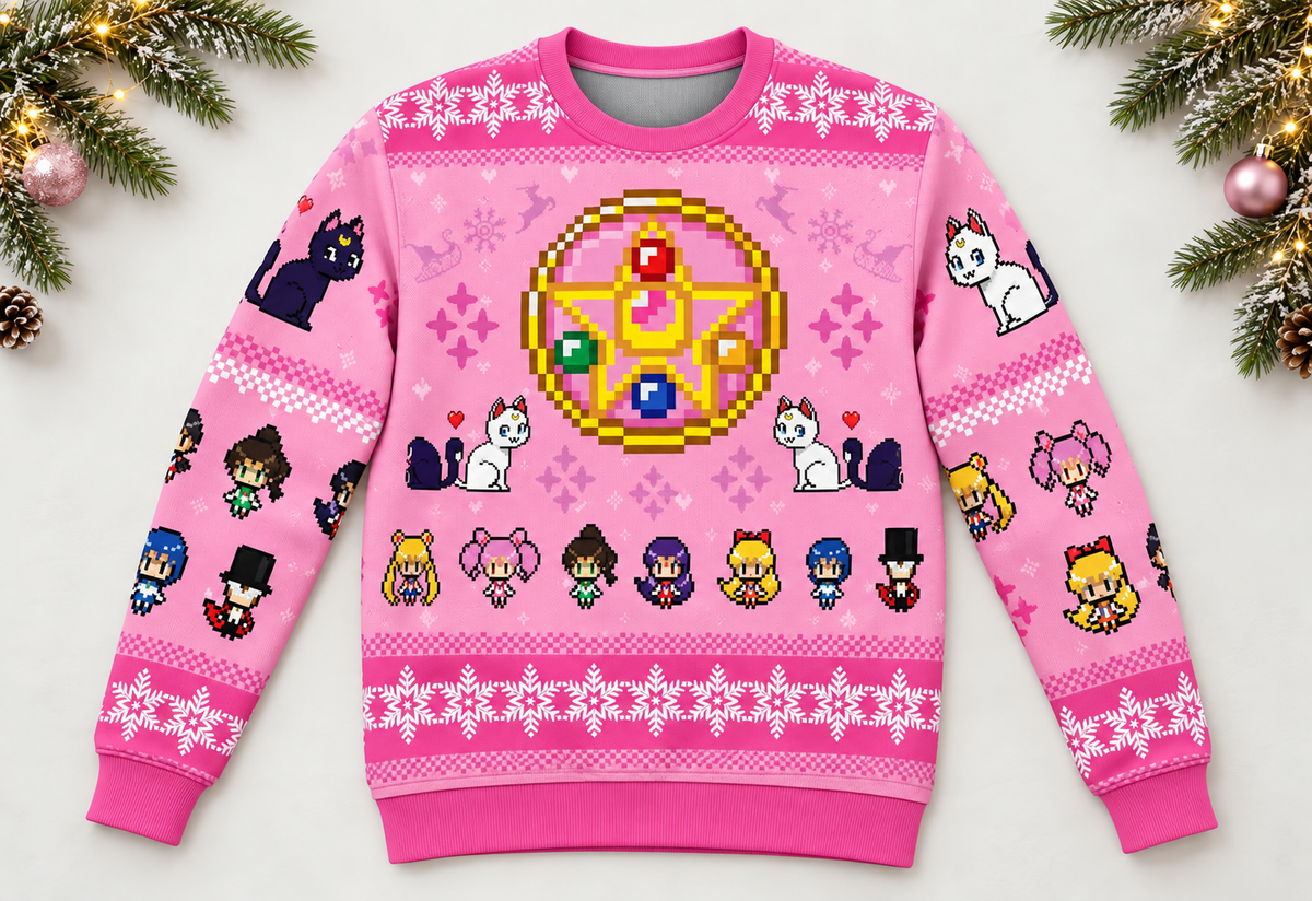 Sailor sweater arranged in a professional holiday flat lay