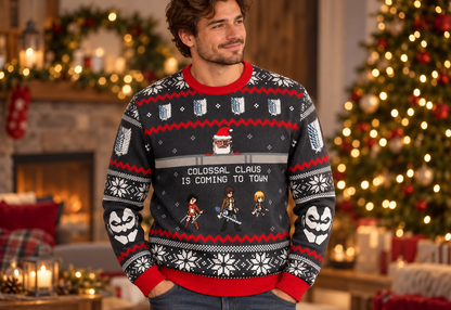 Titan holiday sweater worn in a professional photoshoot