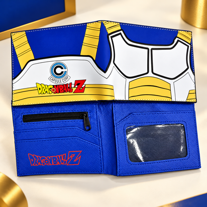 Open Vegeta Armor wallet showing blue interior compartments