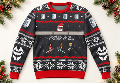 Titan holiday sweater flat lay product photo