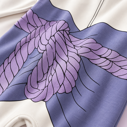 Close-up of the lavender braided waist print
