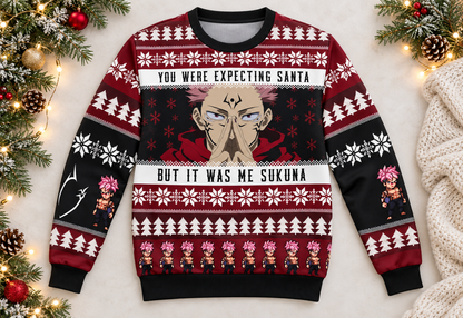 Sukuna sweater arranged in a professional holiday flat lay