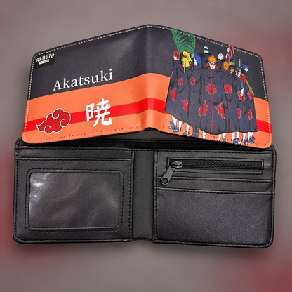 Open Akatsuki Members wallet showing card slots, ID window and zip pocket