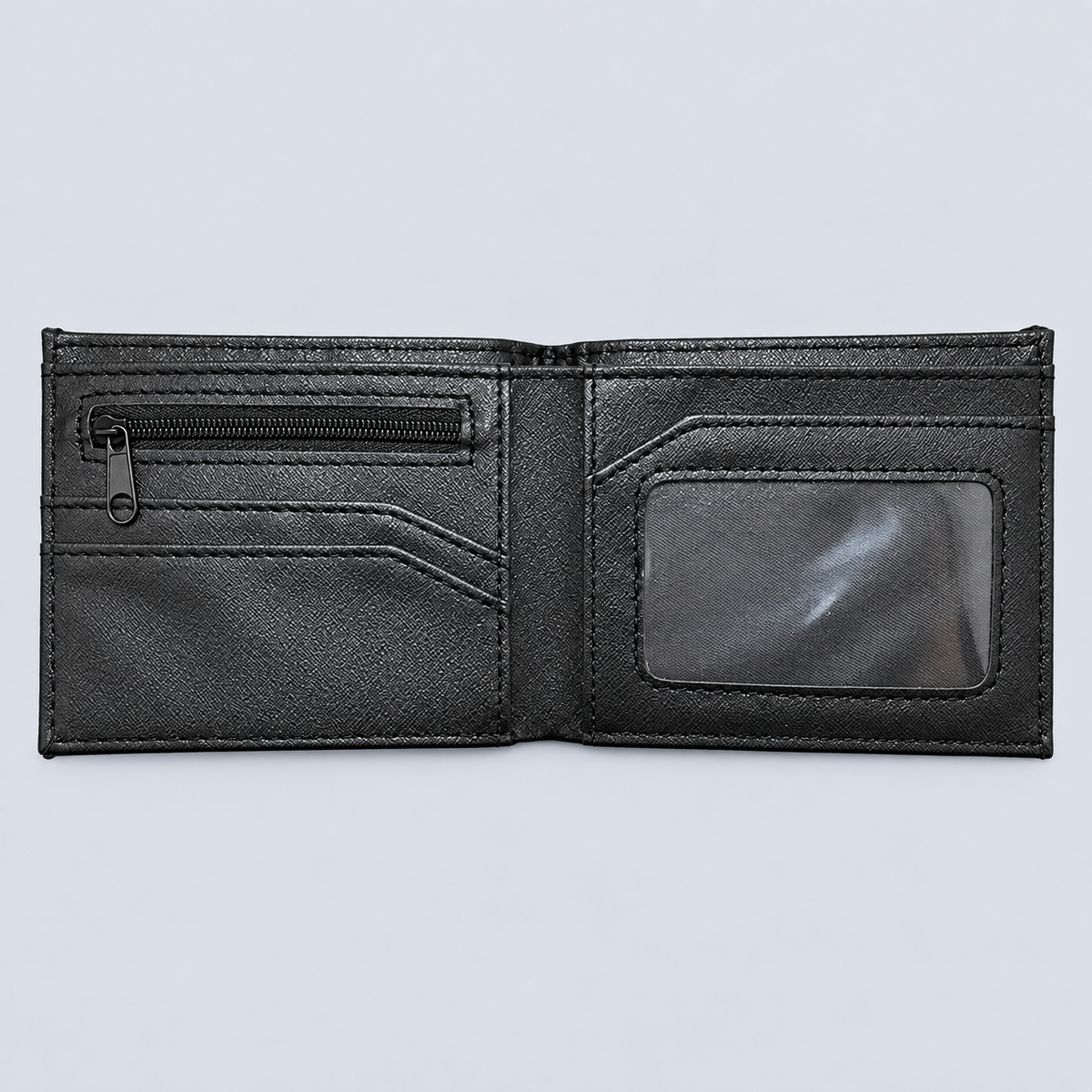 Open Gojo Anime Wallet interior with card slots, ID window, and zippered pocket