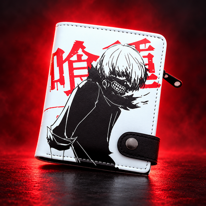 Kaneki Anime Wallet front with black character art and red lettering