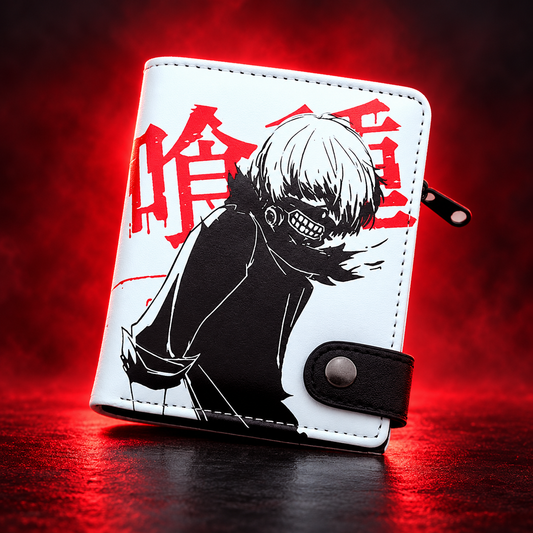Kaneki Anime Wallet front with black character art and red lettering