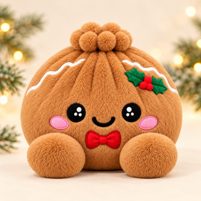 Log Cake Christmas dumpling plush, clean studio gallery photo