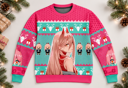 Power sweater arranged in a professional holiday flat lay