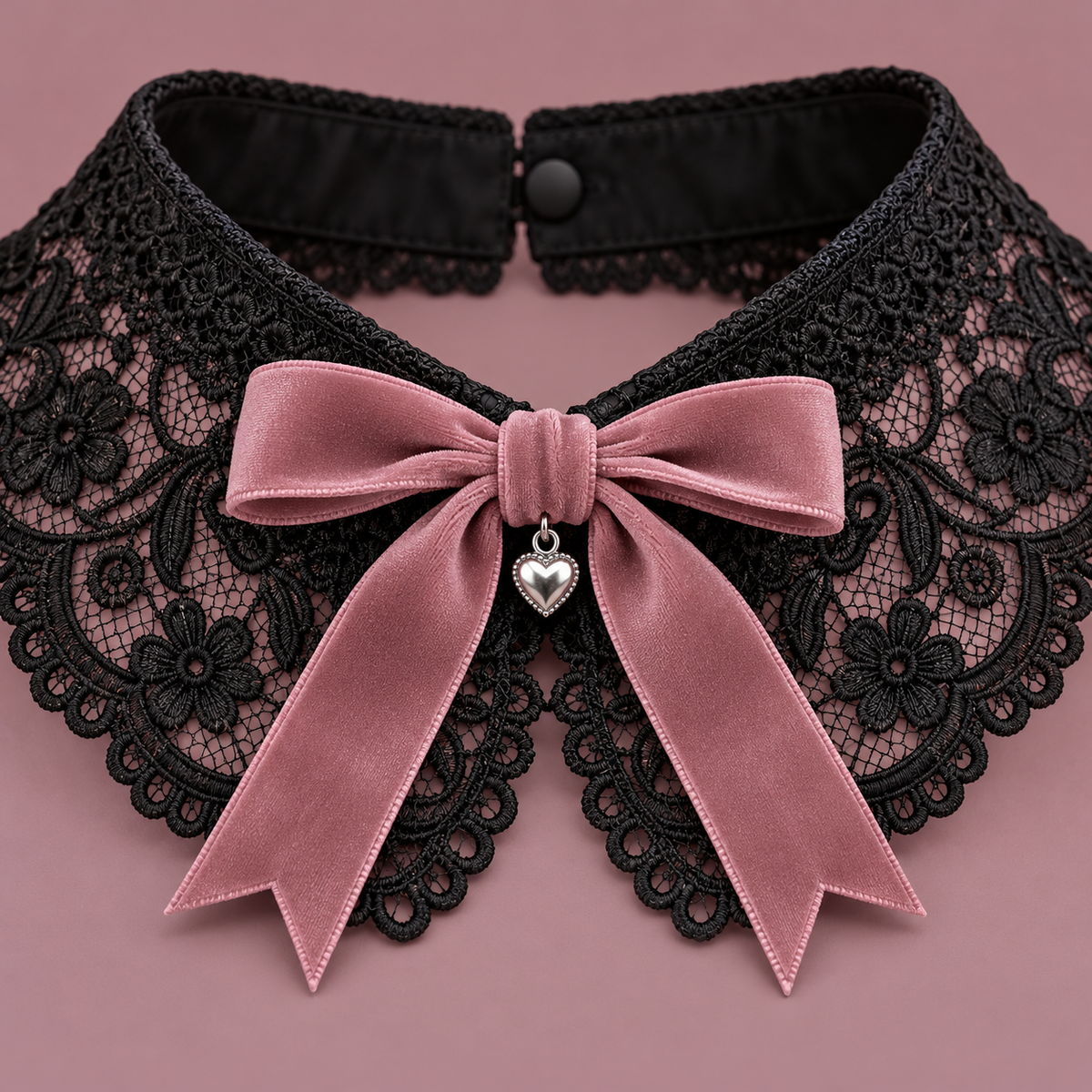 Dusty Rose Bow Lace Collar — lace detail