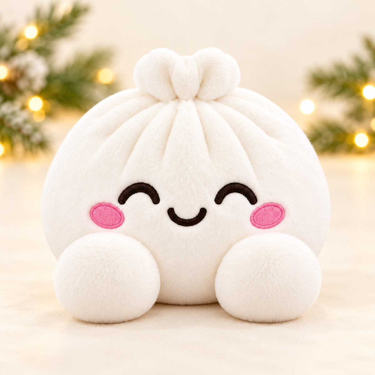Snowball Christmas dumpling plush, clean studio gallery photo